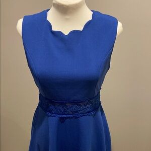 Blue Sleeveless Sheath Dress with Scoop Neck for Cocktail